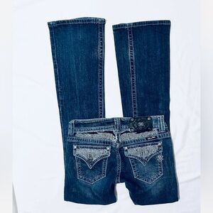 Miss Me Dark Blue Bootcut Jeans with Embellished Back Pockets